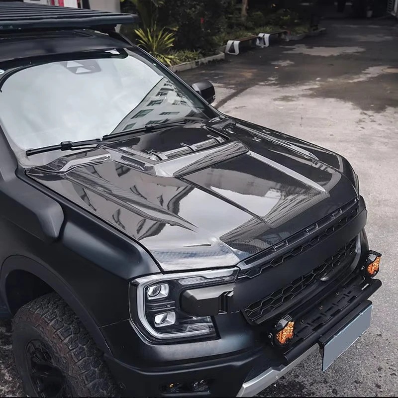 For  Ranger Raptor 2023-2025 Modified Carbon Fiber Engine Cover Bonnet Hood Body Kit Car Accessories